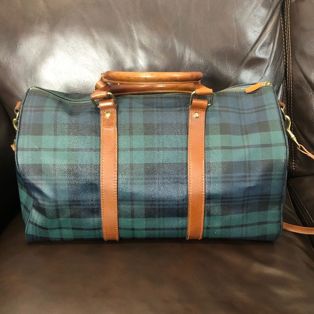 RALPH LAUREN Black Watch Plaid Boston Weekend Travel Duffle Doctors Bag 40cm - Picture 3 of 17